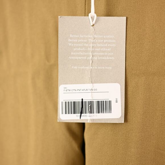 Everlane Kick Crop Work Pant, Brown/Tan, size 00, NWT - Picture 4 of 10